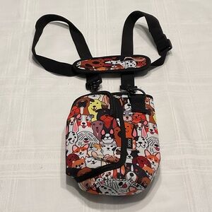 Playful Dog Print Crossbody Bag Bottle Carrier